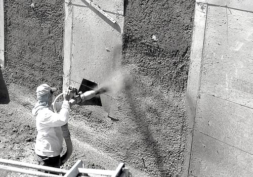 Sonoma House exterior walls constructed using sprayed concrete on form work