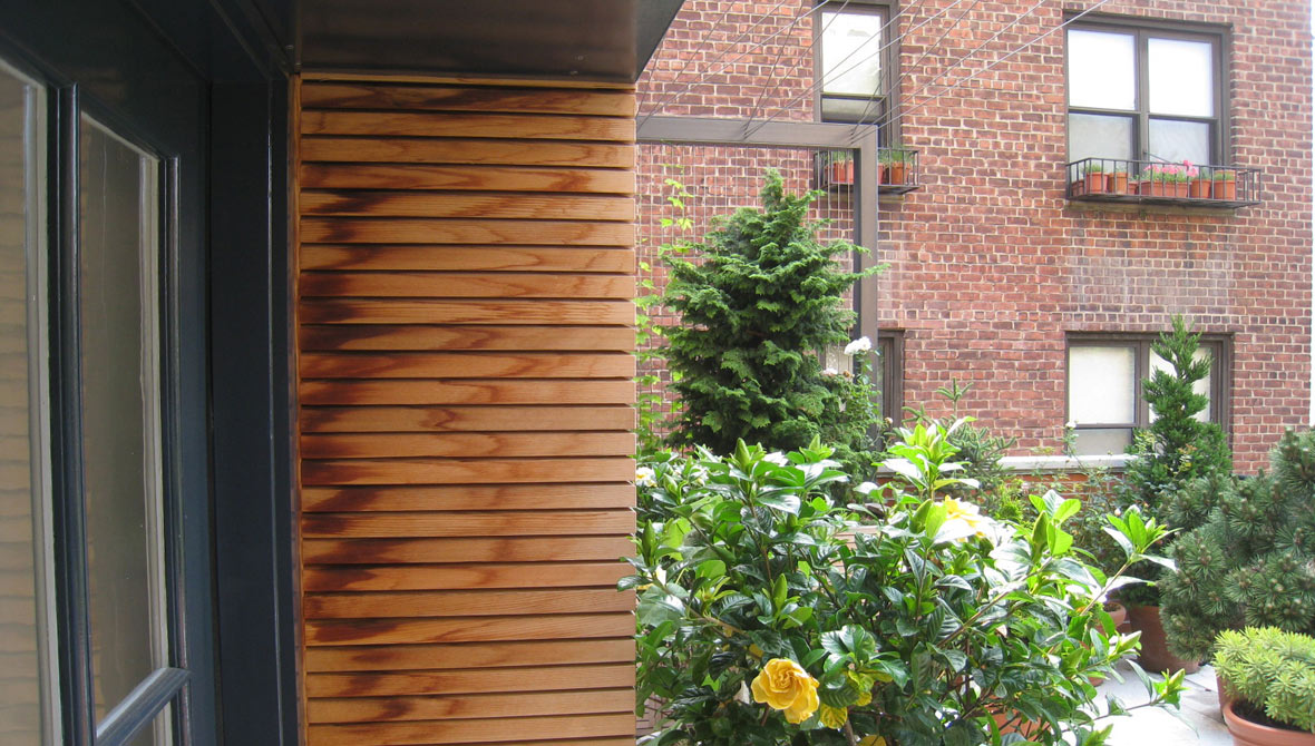 terrace weathered wood entryway